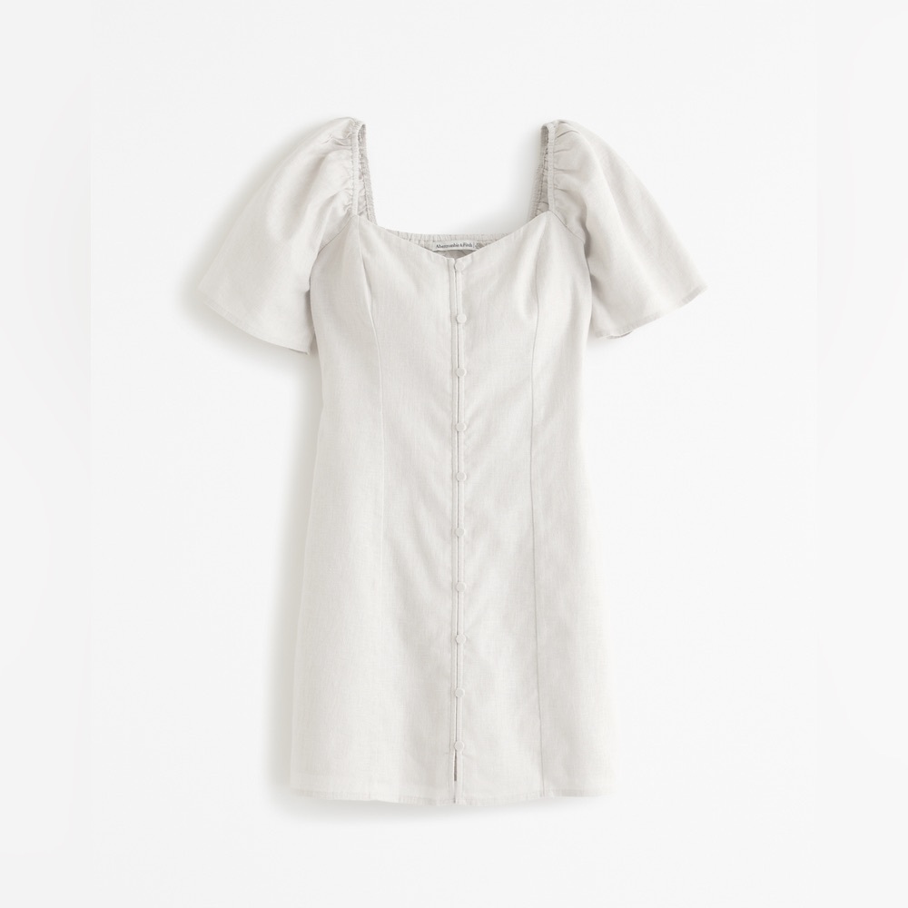 Abercrombie & Fitch Linen-Blend Button-Through Mini Dress